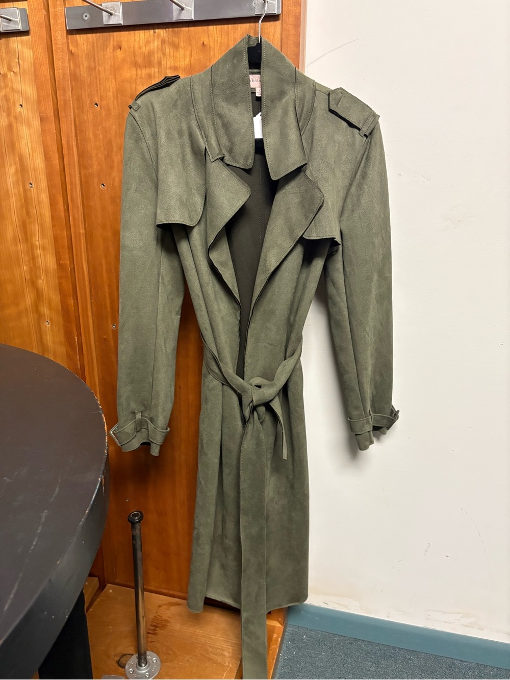 Philosophy Olive Green Long Trench with Waist Tie